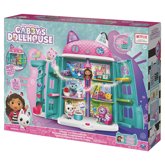 Gabby's Dollhouse, Purrfect Dollhouse 2-Foot Tall Playset with Sounds, 15  Pieces