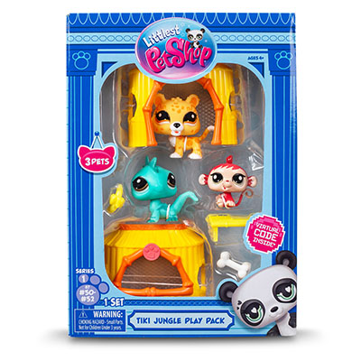 Littlest Pet Shop Tiki Jungle Play Pack (3Pets/Access/1Card/5 Digital Surprises)