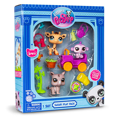 Littlest Pet Shop Safari Pack (3Pets/7 Access/1Card/5 Digital Surprises)